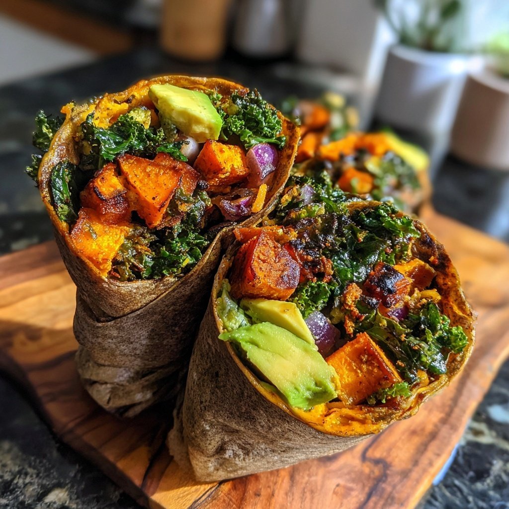 Roasted Sweet Potato Veggie Wraps