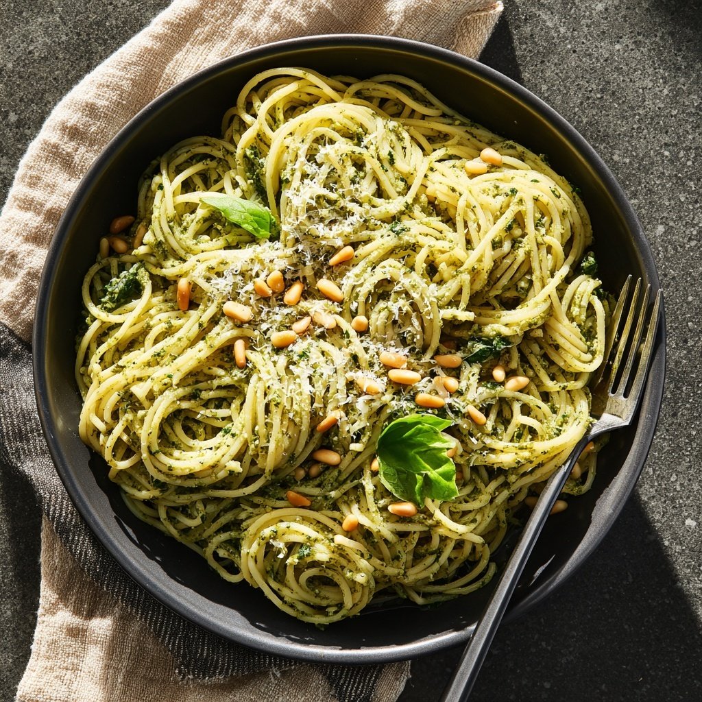 Angel Hair Pasta With Creamy Pesto