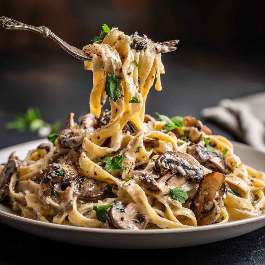 Romantic Creamy Mushroom Tagliatelle