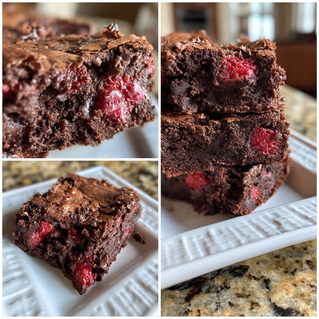 Cottage Cheese Brownies with Strawberry Pieces