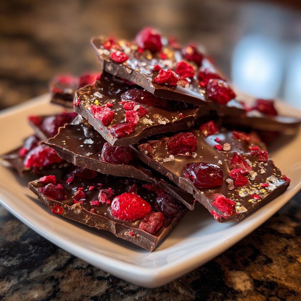 Valentine Bark with Chocolate and Berries